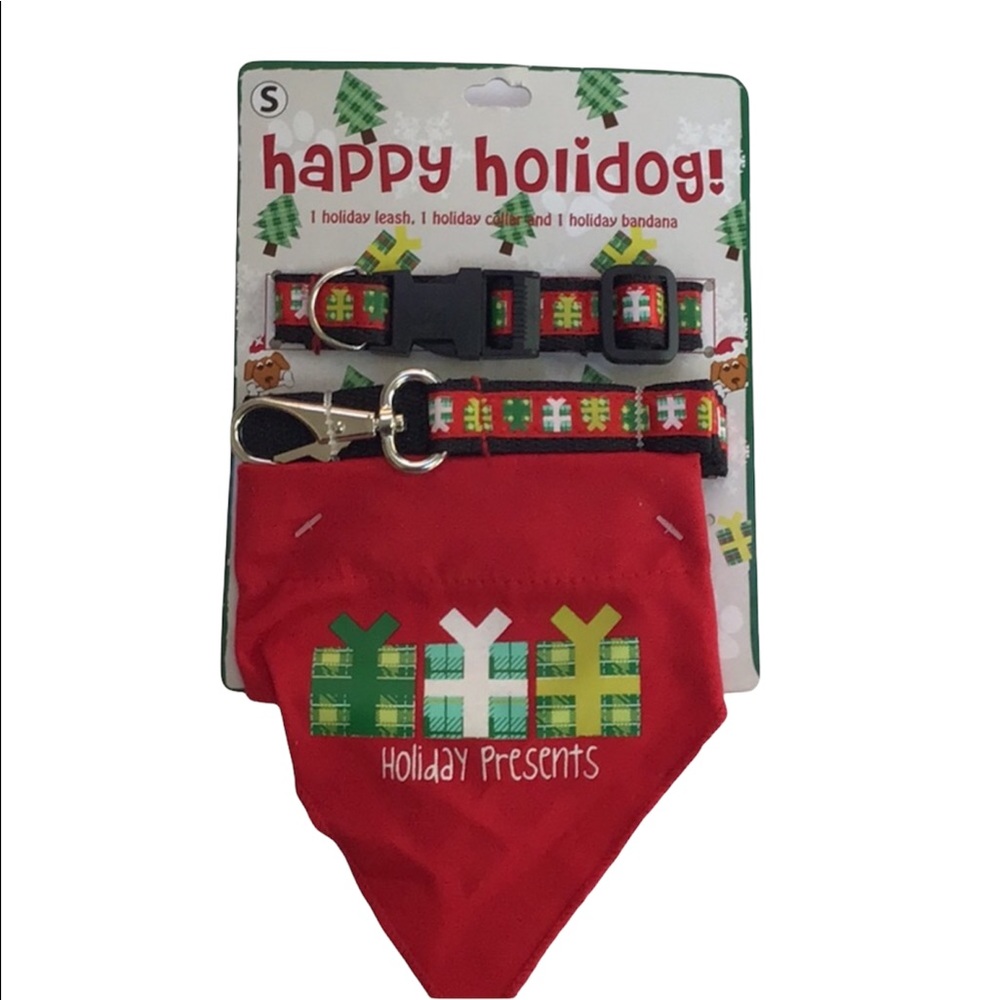 Happy‎ Holidog Set With Leash, Collar, Bandana For Small Dog or Pet NWT